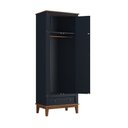 Ver imagem 3 de Guarda-roupa Rústico 2 Portas e 1 Gavetas - Madeira Maciça e Mdf - Azul Petróleo