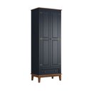 Ver imagem 1 de Guarda Roupa Solteiro Madeira Maciça Rústico 2 Portas 1 Gaveta Azul Petróleo - Apaixone & Decore