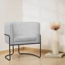 Ver imagem 1 de Poltrona Decorativa Betina Base Aço Preto Bouclé Cinza Claro - Nexta Casa