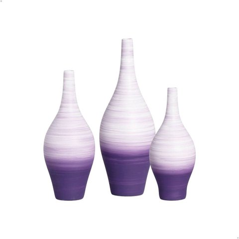 Trio de Garrafas Coloridas Decoração em Cerâmica Styllo
