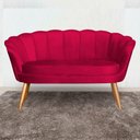 Ver imagem 4 de Namoradeira Decorativa Pétala Veludo Vermelho Pés Madeira Ms Decor