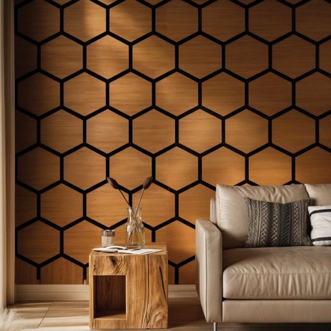 Revestimento Acústico Artesanal Cerejeira 18mm · Poliuretano com Mdf