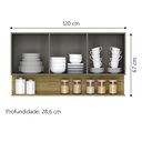 Ver imagem 2 de Armário Aéreo de Cozinha 3 Portas com Nicho 1,20m Freijó / Cinza Line Kits Paraná