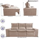 Ver imagem 2 de Sofá 3 Lugares Retrátil e Reclinável Cama inBox Senses 2,00m Velusoft Bege