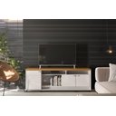 Ver imagem 2 de Bancada Dallas Suporte para Tvs C/ 3 Portas e Nichos - Off White Perolizado/jequitiba
