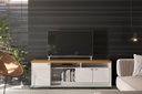 Ver imagem 2 de Bancada Dallas Suporte para Tvs C/ 3 Portas e Nichos - Off White Perolizado/jequitiba