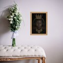 Ver imagem 2 de Quadro Moldura Dourada Menina Negra Fone Ouvido 24x18cm:com Vidro