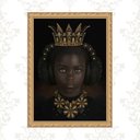 Ver imagem 1 de Quadro Moldura Dourada Menina Negra Fone Ouvido 24x18cm:com Vidro