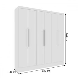 Guarda-roupa Casal Bariloche 6 Portas 4 Gavetas Neve - Tcil Móveis - 4