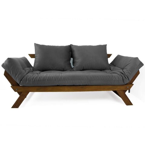 Sofá Japão Futon Acquablock Madeira Cor Imbuia D33 - Chumbo