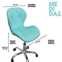 Ver imagem 3 de Cadeira de Escritório com Base Giratória Estofada Slim Vegas Azul/Ciano