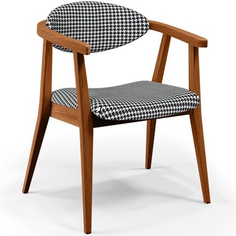 Cadeira Estofada para Sala de Estar Jantar Cecília B04 Pied Poule - Lyam Decor