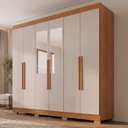 Ver imagem 1 de Guarda Roupa Casal Crsal 6 Portas de Bater 2 Gavetas MDP Cinamomo-Off White Multimóveis 177cm