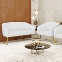 Ver imagem 2 de Sofá Namoradeira e Poltrona Base Industrial Dourado Stella Corano Branco D03 - D'Rossi