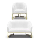 Ver imagem 1 de Sofá Namoradeira e Poltrona Base Industrial Dourado Stella Corano Branco D03 - D'Rossi