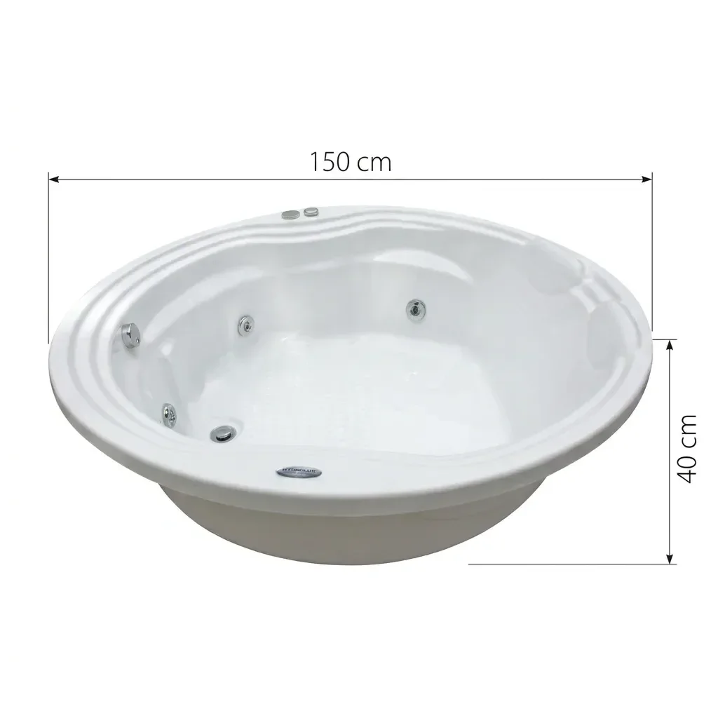 Ver imagem 3 de Banheira de Hidromassagem Redonda Gold Line Ouro Fino 150cm em Acrílico Branco 220V