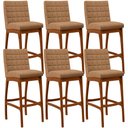 Ver imagem 1 de Kit 06 Banquetas Alta Para Cozinha Sala De Jantar Fixa Mila B04 Bouclê Mostarda - Lyam Decor