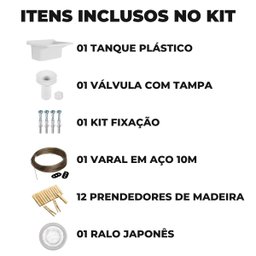 Tanque Lavanderia 22l Branco + Varal em Aço + Prendedor + Ralo - 2
