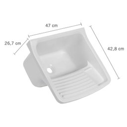 Tanque Lavanderia 22l Branco + Varal em Aço + Prendedor + Ralo - 3