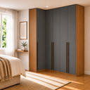 Ver imagem 1 de Guarda Roupa de Canto Reto 5 Portas MDF Altezza Trend Belmax:Freijó/Titânio