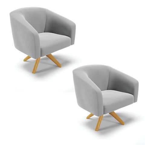 Cadeira Sala de Jantar Giratória Ma30 Kit 2 Stella Suede D03 - D’Rossi