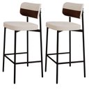 Ver imagem 1 de Kit 02 Banquetas Alta Bar Cozinha Sala de Jantar Aço Preto Kaira C01 Linho Palha Courino Whisky - Ly