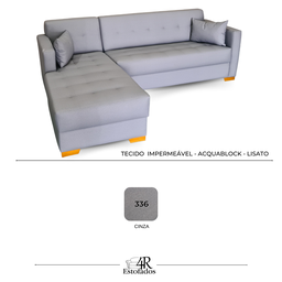 Sofá Chaise Gianni | Pé Cantoneira & Tecido Acquablock Impermeável | Medida 220cm | Cinza - 5