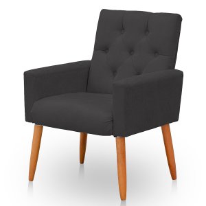 Poltrona para Sala Reforçada Confortável Íris Suede Cinza Ads Decor Poltrona Cadeira Sala Quarto Dec