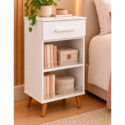 Balcão Módulo Multifuncional Bancada Mesa Apoio Lateral Ipê Cor:Branco
