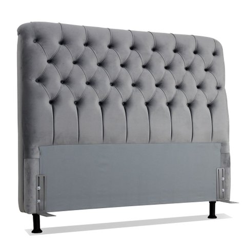 Cabeceira de Cama Box Casal 138 Cm Padua Tecido Suede Veludo Cinza Claro