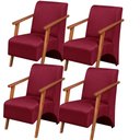 Ver imagem 1 de Kit 4 Poltronas Venus 1 Lugar Braço Madeira Maciça Tecido Suede Unidecor Bordô
