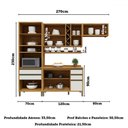 Ver imagem 4 de Armário de Cozinha com Balcão e Tampo 9 Portas 5 Gavetas Pérola 100% Mdf Vidro Reflecta Amêndoa/Off 