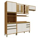 Ver imagem 2 de Armário de Cozinha com Balcão e Tampo 9 Portas 5 Gavetas Pérola 100% Mdf Vidro Reflecta Amêndoa/Off 