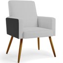 Ver imagem 2 de Poltrona Decorativa Maria W01 Pés Palito Linho Cinza Couríssimo Preto - Lyam Decor