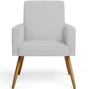 Ver imagem 5 de Poltrona Decorativa Maria W01 Pés Palito Linho Cinza Couríssimo Preto - Lyam Decor