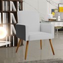 Ver imagem 1 de Poltrona Decorativa Maria W01 Pés Palito Linho Cinza Couríssimo Preto - Lyam Decor