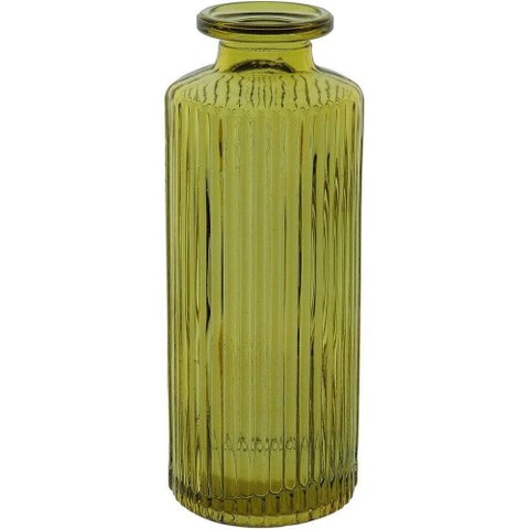 Vaso Decorativo Enfeite Casa Garrafa Home&co Vidro 13x5x5cm Amarelo