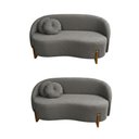 Ver imagem 2 de Kit 02 Sofás Orgânicos 2 Lugares C/2 Almofadas Curvo Sala Recepção Amsterdã Boucle Cinza - Montanari