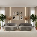 Ver imagem 1 de Kit 02 Sofás Orgânicos 2 Lugares C/2 Almofadas Curvo Sala Recepção Amsterdã Boucle Cinza - Montanari