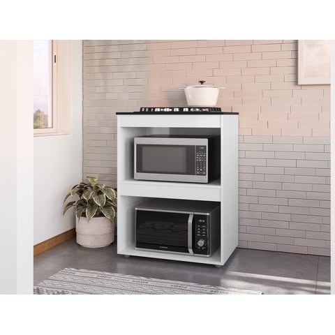 Balcão Adriana para Cooktop 4 ou 5 Bocas Branco - Ajl Móveis