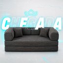 Ver imagem 2 de Sofá Cama Chegada Espuma Á Vácuo 3 Lugares 2,02m Veludo Cotelê Cinza Grafite - King House