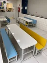 Ver imagem 1 de Conjunto Mesa Refeitório Infantil com Bancos Separados com Encosto