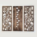 Ver imagem 1 de Kit Trio de Quadros Floral Rosas Vazadas em Mdf Decoração, Moderna, Atemporal, Apartamento Up Art Pe