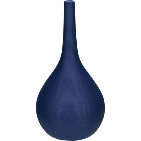 Vaso Garrafa Decorativo de Cerâmica Azul Navy 29x15x15cm Enfeite Sala Mesa