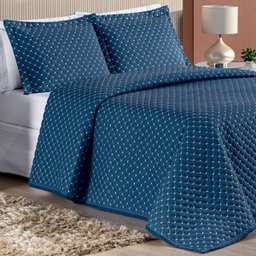 Jogo de Cama Casal King Size Melody Bordada 03 Peças Super Elegante-ravena:azul - 1