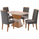 Ver imagem 2 de Mesa de Jantar 4 Lugares Cansas Mel/Blonde/Veludo Cinza - Panorama Móveis