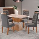 Ver imagem 1 de Mesa de Jantar 4 Lugares Cansas Mel/Blonde/Veludo Cinza - Panorama Móveis