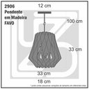 Ver imagem 3 de Lustre Pendente em Madeira Favo - Jequitiba