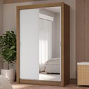 Ver imagem 1 de Guarda-roupa Solteiro 2 Portas de Correr com Espelho 4 Gavetas Rustic/branco Vivare Plus Madesa
