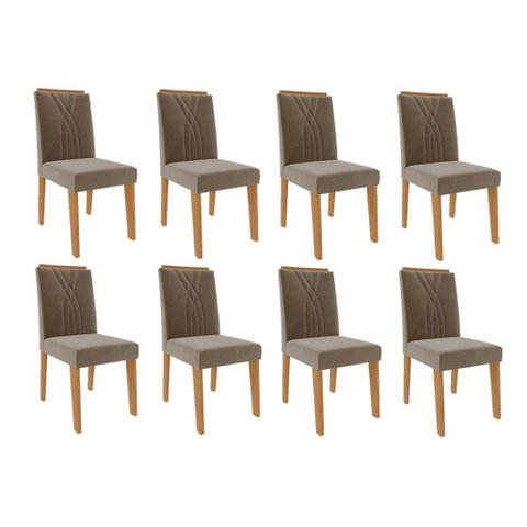 Cadeira Sala de Jantar Nicole Kit 8 Un Nature/suede Joli - Cimol